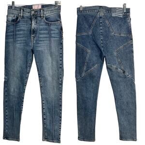 Revice Denim Star Jeans Size 28 Made in USA Blue High Rise Skinny Front Seamed